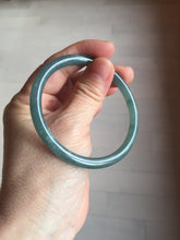 Load image into Gallery viewer, 56.5mm Certified Type A 100% Natural dark green/blue/gray Guatemala slim round cut Jadeite bangle PE58-7039
