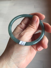 Load image into Gallery viewer, 56.5mm Certified Type A 100% Natural dark green/blue/gray Guatemala slim round cut Jadeite bangle PE58-7039
