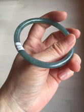 Load image into Gallery viewer, 56.5mm Certified Type A 100% Natural dark green/blue/gray Guatemala slim round cut Jadeite bangle PE58-7039
