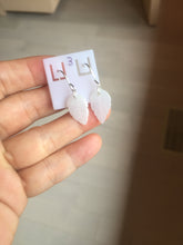 Load image into Gallery viewer, 100% natural type A white purple jadeite jade leaf earring PC25-3
