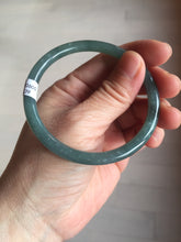 Load image into Gallery viewer, 56.5mm Certified Type A 100% Natural dark green/blue/gray Guatemala slim round cut Jadeite bangle PE58-7039
