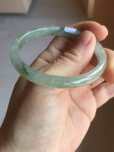 Load image into Gallery viewer, 52mm Certified Type A 100% Natural icy watery light green/dark green/black oval Jadeite bangle PD108-8546
