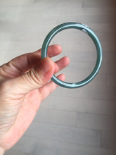 Load image into Gallery viewer, 56.5mm Certified Type A 100% Natural dark green/blue/gray Guatemala slim round cut Jadeite bangle PE58-7039
