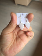 Load image into Gallery viewer, 100% natural type A white purple jadeite jade leaf earring PC25-3
