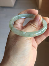 Load image into Gallery viewer, 52mm Certified Type A 100% Natural icy watery light green/dark green/black oval Jadeite bangle PD108-8546

