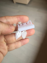 Load image into Gallery viewer, 100% natural type A white purple jadeite jade leaf earring PC25-3
