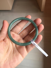 Load image into Gallery viewer, 55.5mm Certified Type A 100% Natural light green/blue/gray with black floating fowers Guatemala slim round cut Jadeite bangle BP215-(3790)
