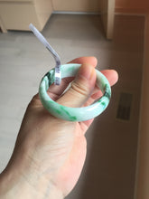 Load image into Gallery viewer, 46.7mm certified Type A 100% Natural sunny green/brown/white(白底青) kids Jadeite Jade bangle/scarf buckle PJ67-0098
