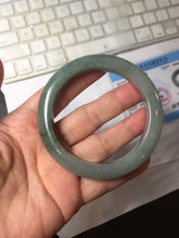 Load image into Gallery viewer, 55.5mm certified type A 100% Natural light green dark green gray(淡油青) jadeite jade bangle BS151-0495
