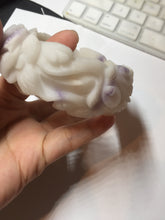 Load image into Gallery viewer, 55.5mm 100% natural pink red brown beige carved Goldern fish and lotus (金玉满堂)  Quartzite (Shetaicui jade) bangle SY127
