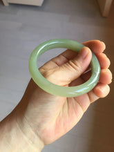 Load image into Gallery viewer, 54.5mm certified 100% Natural icy watery dark green gray nephrite bangle HN154-9685
