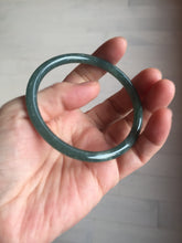 Load image into Gallery viewer, 57mm Certified Type A 100% Natural dark green/blue/gray with Guatemala slim round cut Jadeite bangle PE57-7064
