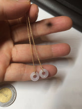 Load image into Gallery viewer, 100% Natural icy watery white/green/brown/purple ring dangling jadeite Jade earring C121

