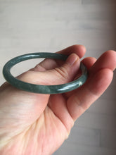 Load image into Gallery viewer, 57mm Certified Type A 100% Natural dark green/blue/gray with Guatemala slim round cut Jadeite bangle PE57-7064
