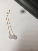 Load image into Gallery viewer, 100% Natural icy watery white/green/brown/purple ring dangling jadeite Jade earring C121
