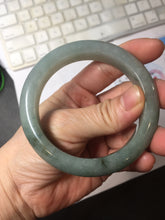 Load image into Gallery viewer, 55.5mm certified type A 100% Natural light green dark green gray(淡油青) jadeite jade bangle BS151-0495
