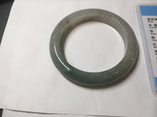 Load image into Gallery viewer, 55.3mm certified type A 100% Natural light green dark green gray(淡油青) black jadeite jade bangle BS152-0491
