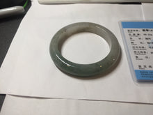 Load image into Gallery viewer, 55.3mm certified type A 100% Natural light green dark green gray(淡油青) black jadeite jade bangle BS152-0491
