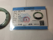 Load image into Gallery viewer, 58.8mm certified 100% natural type A dark green white with green floating flowers jadeite bangle PH77-5859
