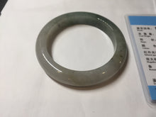 Load image into Gallery viewer, 55.3mm certified type A 100% Natural light green dark green gray(淡油青) black jadeite jade bangle BS152-0491
