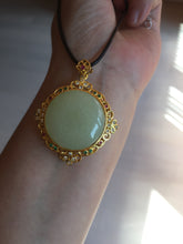 Load image into Gallery viewer, 100% Natural yellow/green nephrite Jade(黄玉) pendant HF84
