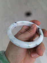 Load image into Gallery viewer, 59.4mm Certificated Type A 100% Natural White purple with green floating flowers Jadeite Jade bangle G110-1-9523
