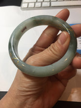 Load image into Gallery viewer, 57.3mm 100% Natural type A greenwatermelon rind  (瓜油青) carved flowers and golden-painted Jadeite Jade bangle PB287-2124
