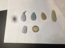 Load image into Gallery viewer, 100% natural icy watery green purple white yellow type A jadeite jade water drop/blessed melon/bamboo pendant necklace group BG45
