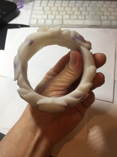 Load image into Gallery viewer, 55.5mm 100% natural pink red brown beige carved Goldern fish and lotus (金玉满堂)  Quartzite (Shetaicui jade) bangle SY127
