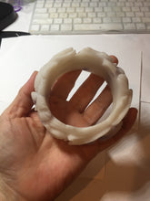 Load image into Gallery viewer, 55.5mm 100% natural pink red brown beige carved Goldern fish and lotus (金玉满堂)  Quartzite (Shetaicui jade) bangle SY127
