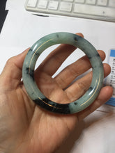 Load image into Gallery viewer, 58.8mm certified 100% natural type A dark green white with green floating flowers jadeite bangle PH77-5859
