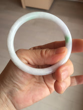 Load image into Gallery viewer, 55mm certified 100% natural white sunny green purple slim round cut jadeite jade bangle BL91-4675
