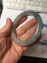 Load image into Gallery viewer, 55.3mm certified type A 100% Natural light green dark green gray(淡油青) black jadeite jade bangle BS152-0491
