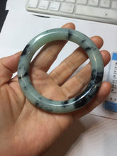 Load image into Gallery viewer, 58.8mm certified 100% natural type A dark green white with green floating flowers jadeite bangle PH77-5859
