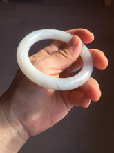 Load image into Gallery viewer, 53.5mm Certified Type A 100% Natural light green white round cut Jadeite bangle PF60-0516
