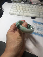 Load image into Gallery viewer, 46.7mm certified Type A 100% Natural sunny green/brown/white(白底青) kids Jadeite Jade bangle/scarf buckle PJ67-0098
