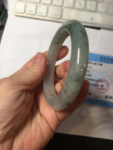 Load image into Gallery viewer, 55.3mm certified type A 100% Natural light green dark green gray(淡油青) black jadeite jade bangle BS152-0491
