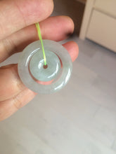 Load image into Gallery viewer, 28.5mm Type A 100% Natural light green Jadeite Jade concentric circle safety Guardian ring Pendant (子母扣,同心环) AC84
