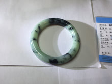 Load image into Gallery viewer, 58.8mm certified 100% natural type A dark green white with green floating flowers jadeite bangle PH77-5859
