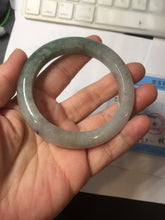 Load image into Gallery viewer, 55.3mm certified type A 100% Natural light green dark green gray(淡油青) black jadeite jade bangle BS152-0491
