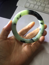 Load image into Gallery viewer, 58.8mm certified 100% natural type A dark green white with green floating flowers jadeite bangle PH77-5859
