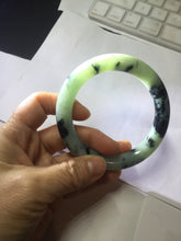 Load image into Gallery viewer, 58.8mm certified 100% natural type A dark green white with green floating flowers jadeite bangle PH77-5859

