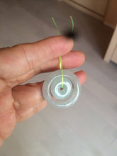 Load image into Gallery viewer, 28.5mm Type A 100% Natural light green Jadeite Jade concentric circle safety Guardian ring Pendant (子母扣,同心环) AC84
