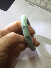 Load image into Gallery viewer, 58.8mm certified 100% natural type A dark green white with green floating flowers jadeite bangle PH77-5859
