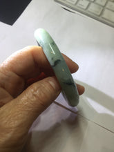 Load image into Gallery viewer, 58.8mm certified 100% natural type A dark green white with green floating flowers jadeite bangle PH77-5859
