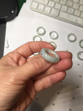 Load image into Gallery viewer, Size 6 1/2-9 100% natural type A white light green broad jadeite jade band ring PA253
