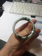 Load image into Gallery viewer, 46.7mm certified Type A 100% Natural sunny green/brown/white(白底青) kids Jadeite Jade bangle/scarf buckle PJ67-0098
