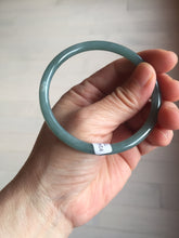 Load image into Gallery viewer, 58mm Certified Type A 100% Natural dark green/blue/gray with Guatemala slim round cut Jadeite bangle PE55-7024
