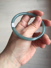 Load image into Gallery viewer, 58mm Certified Type A 100% Natural dark green/blue/gray with Guatemala slim round cut Jadeite bangle PE55-7024
