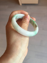 Load image into Gallery viewer, 54mm 100% natural certified sunny green/white (白底青) jadeite jade bangle BL36-5240
